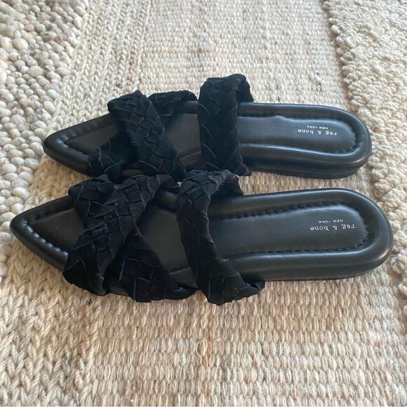 Rag & Bone Lewis Pointed Toe Suede Sandal Black Leather Womens Size 39 (7) NWOB - Picture 9 of 12